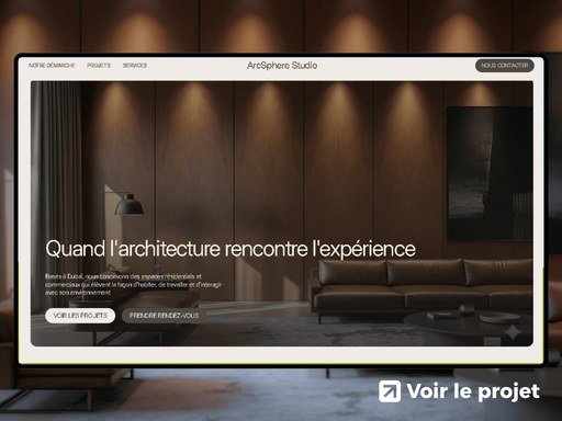 Page d’accueil du site ArcSphere Studio